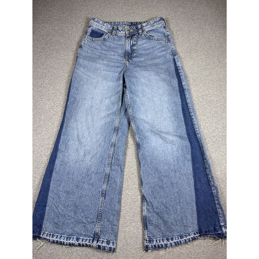 Wide Leg Jeans Women's Size 6 Blue Medium Wash Super Baggy High Rise H&M Divided